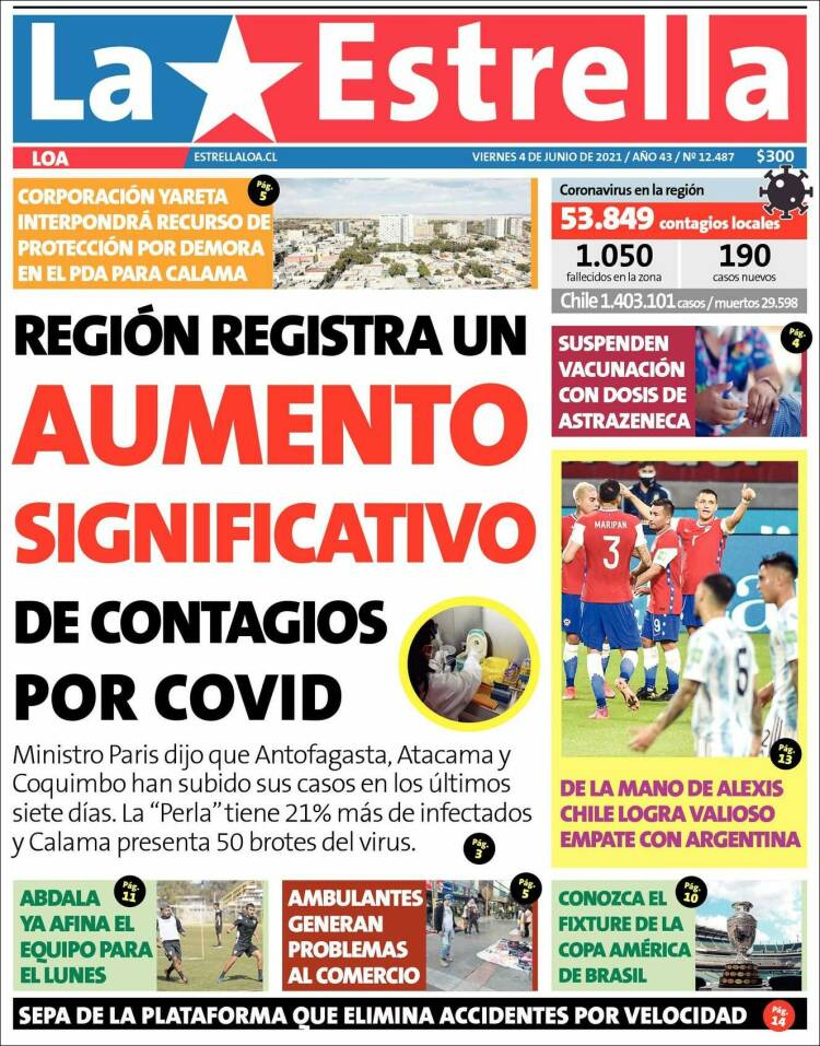 Portada de La Estrella de Loa (Chile)