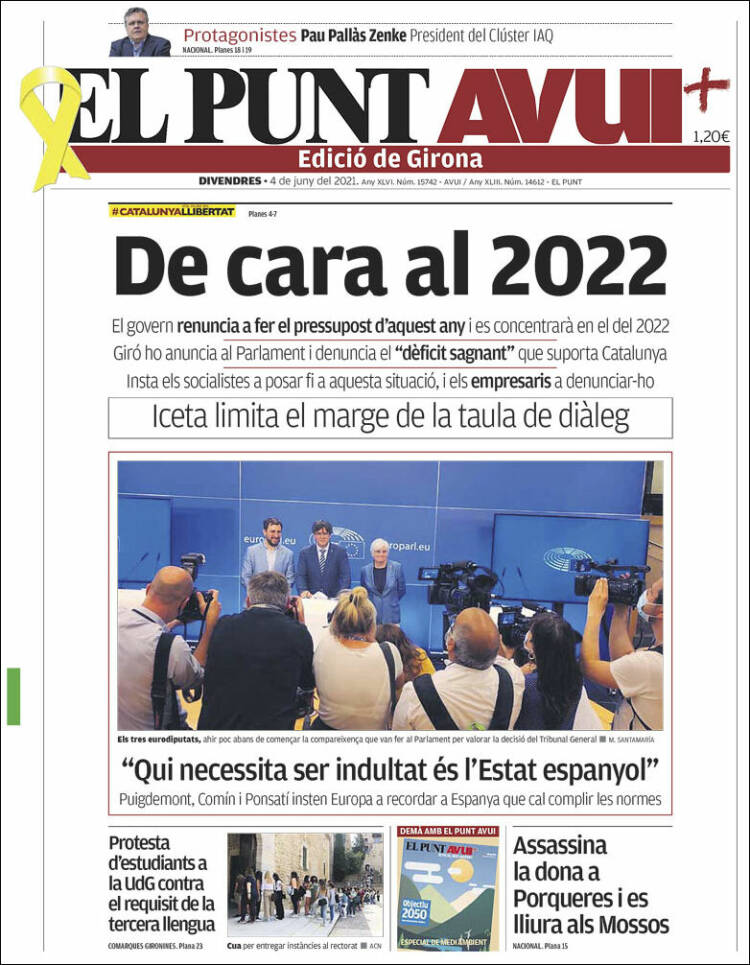 Portada de El Punt Avui - Girona (España)