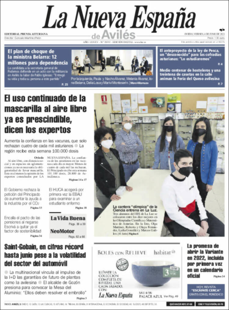 Portada de La Nueva España - Avilés (Spain)