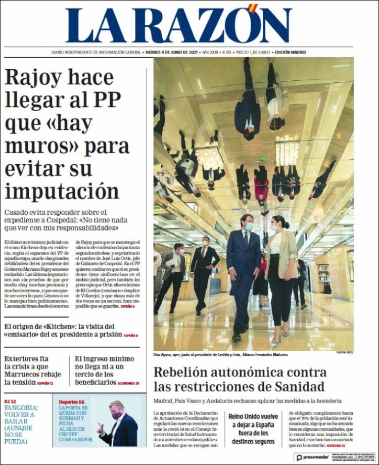 Portada de La Razón (España)