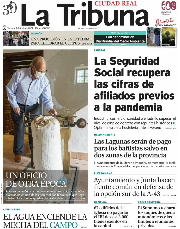 Portada de La Tribuna de Ciudad Real (España)