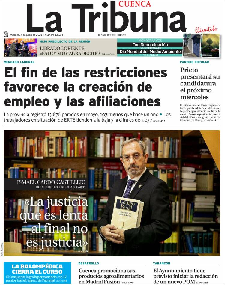 Portada de La Tribuna de Cuenca (España)