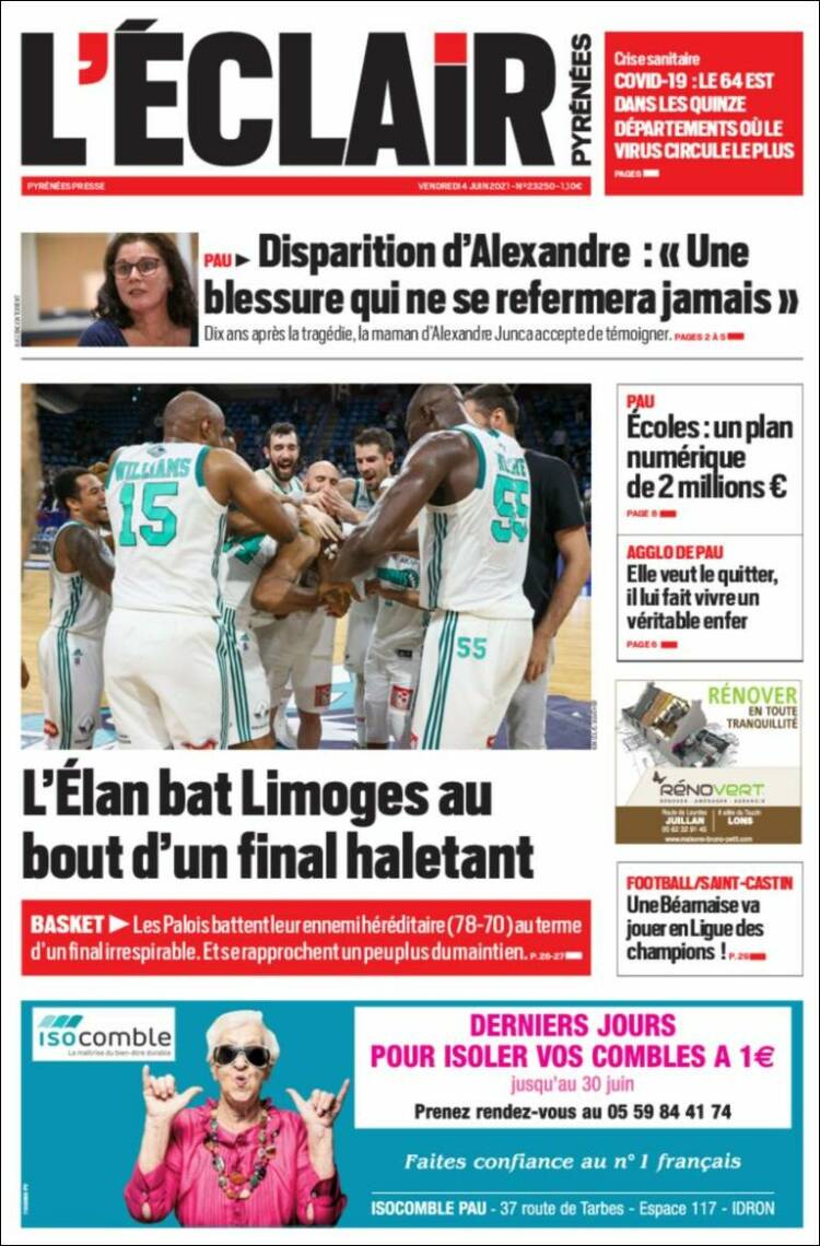 Portada de L'Eclair des Pyrénées (France)