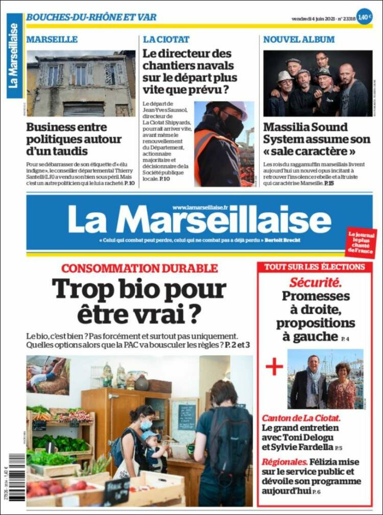 Portada de La Marseillaise (Francia)