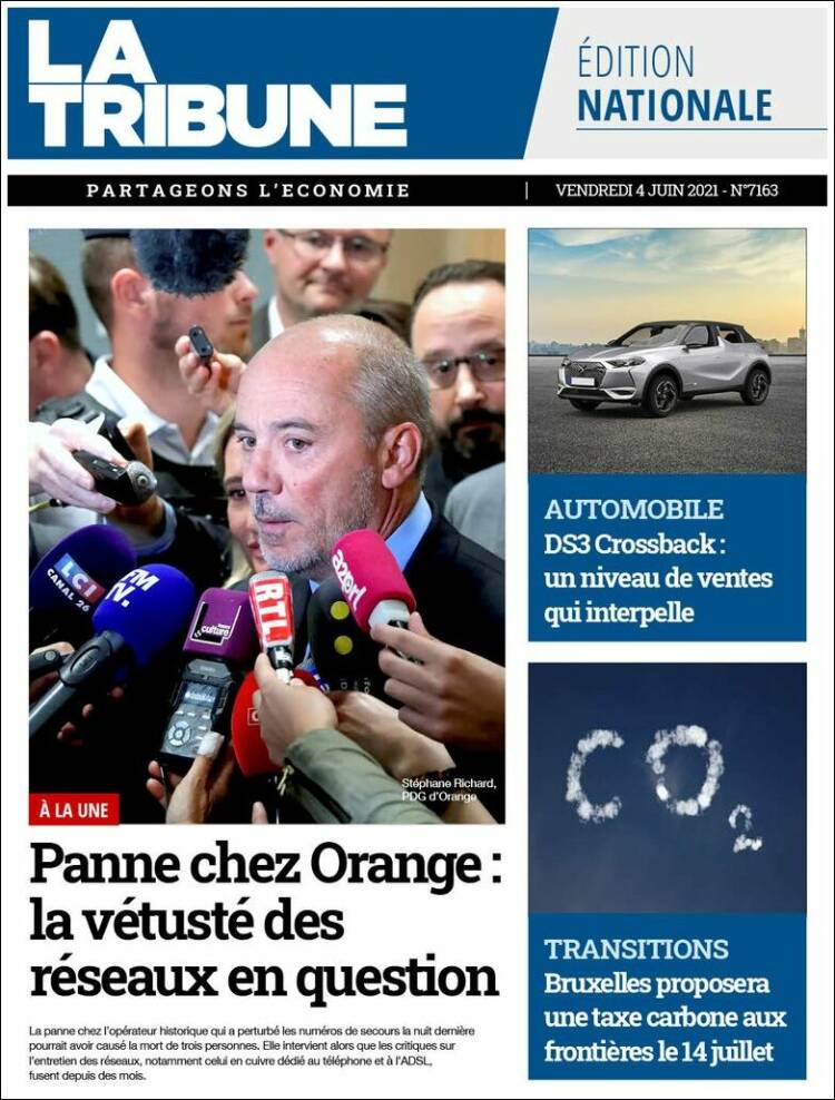 Portada de La Tribune (Francia)