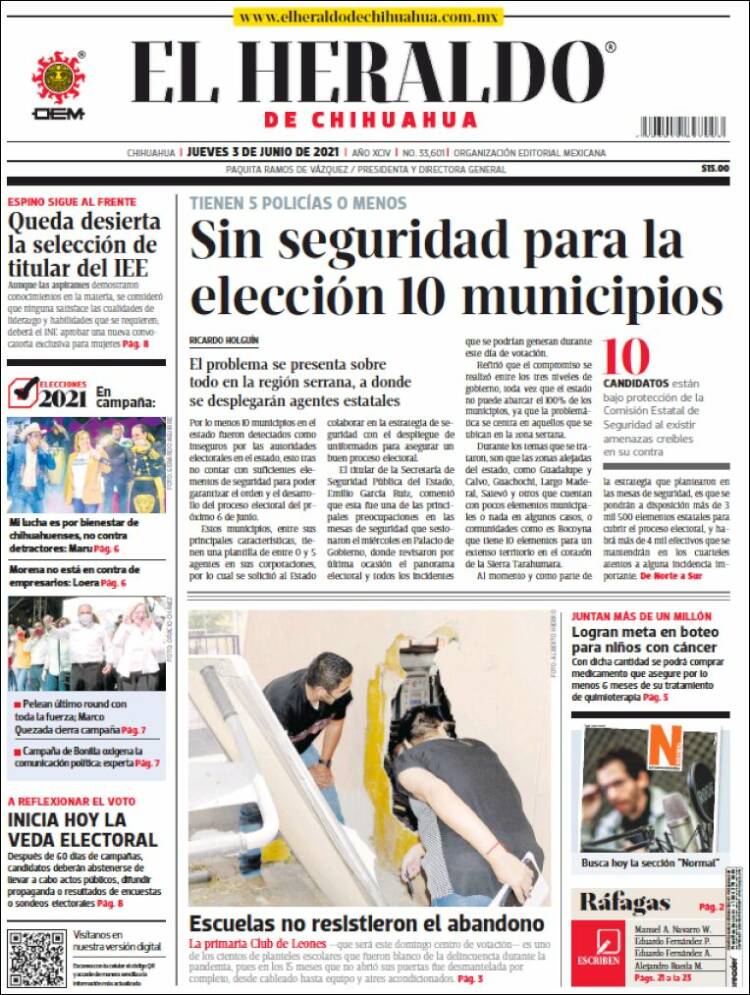 Portada de El Heraldo de Chihuahua (México)