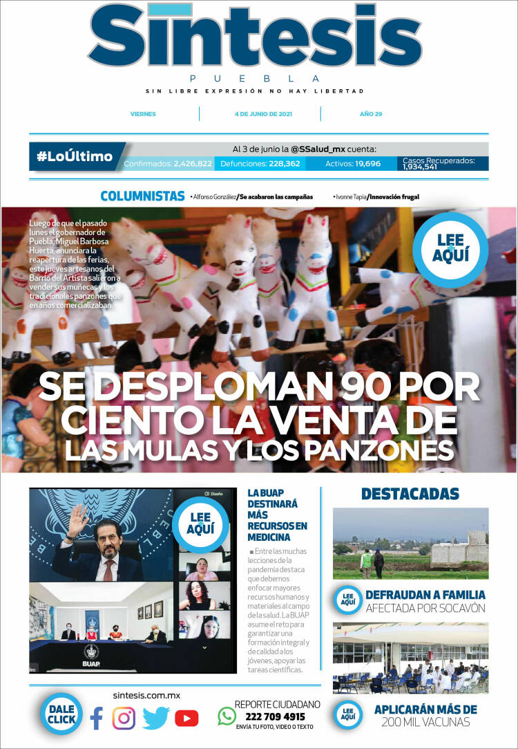 Portada de Síntesis - Puebla (México)