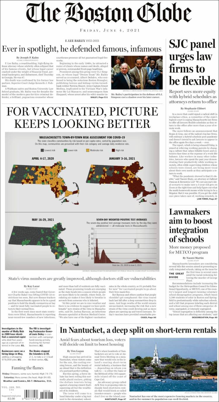 Portada de Boston Globe (USA)