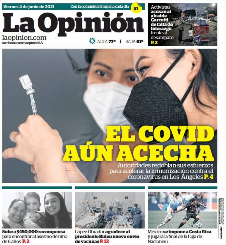 Portada de La Opinión (USA)