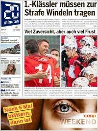 Portada de 20Minuten - Zürich (Suiza)