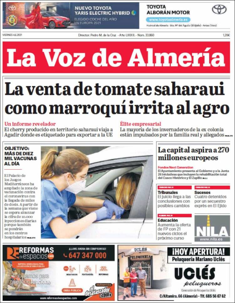 Portada de La Voz de Almería (España)