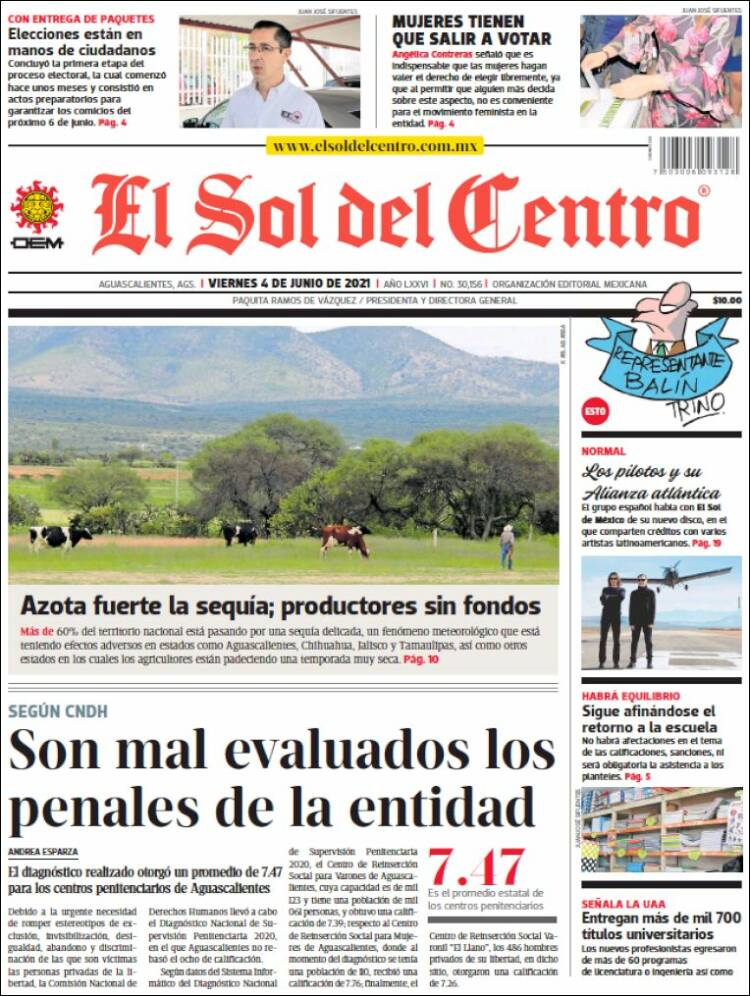 Portada de El Sol del Centro (México)