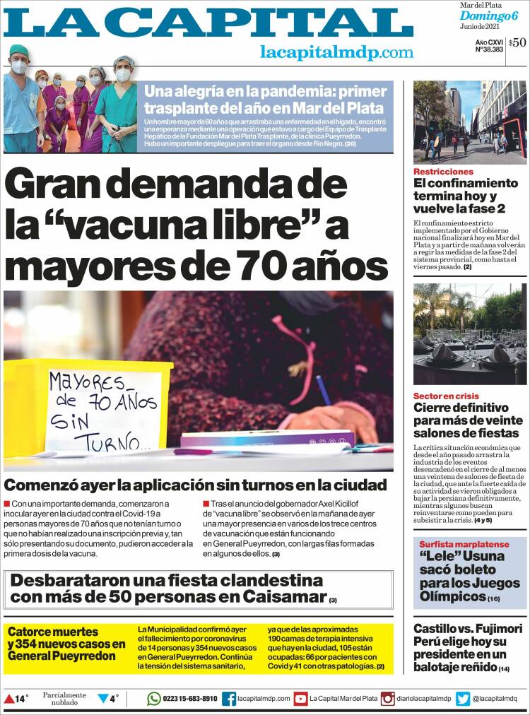 Portada de Diario La Capital - Mar del Plata (Argentina)