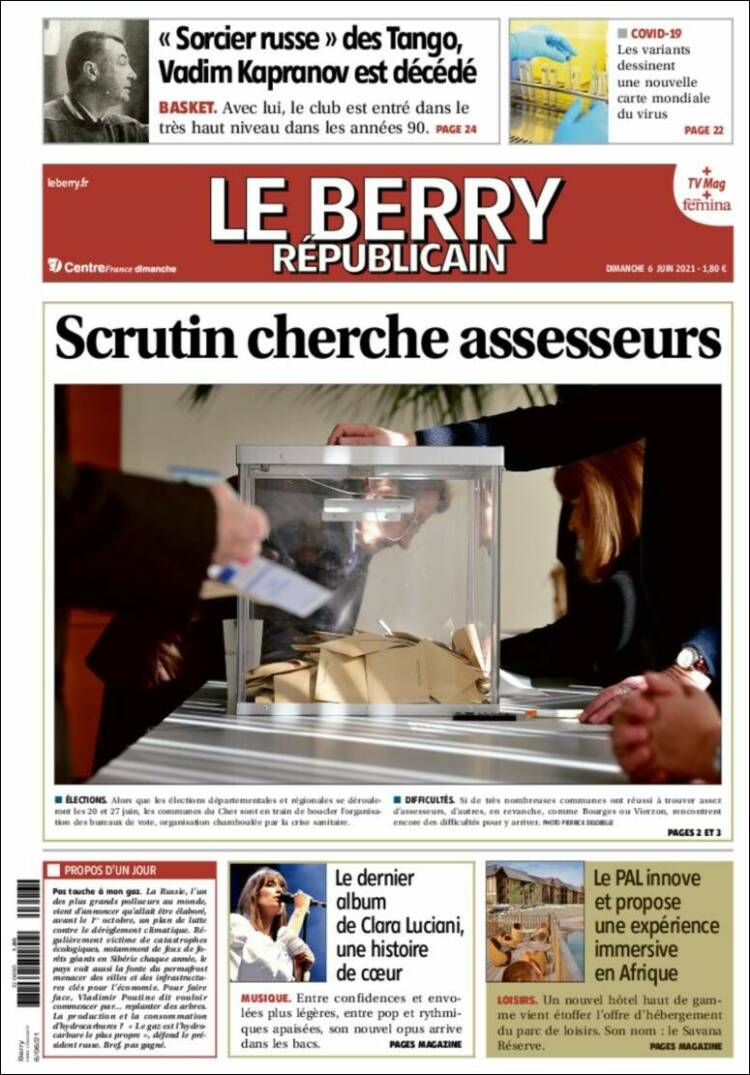 Portada de Berry Republicain (Francia)