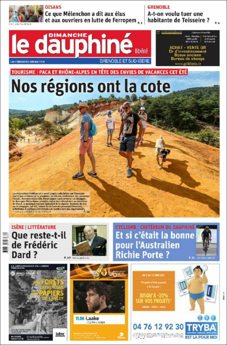 Portada de Le Dauphiné Libéré (Francia)