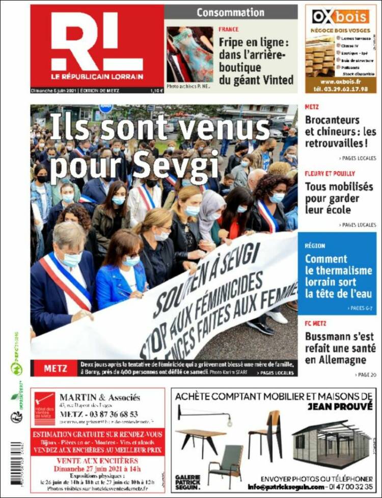 Portada de Le Republicain Lorrain (Francia)