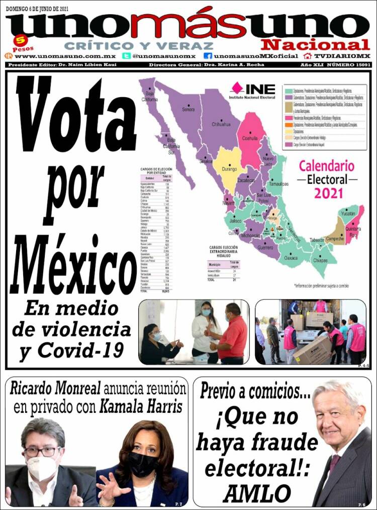 Portada de unomásuno (México)