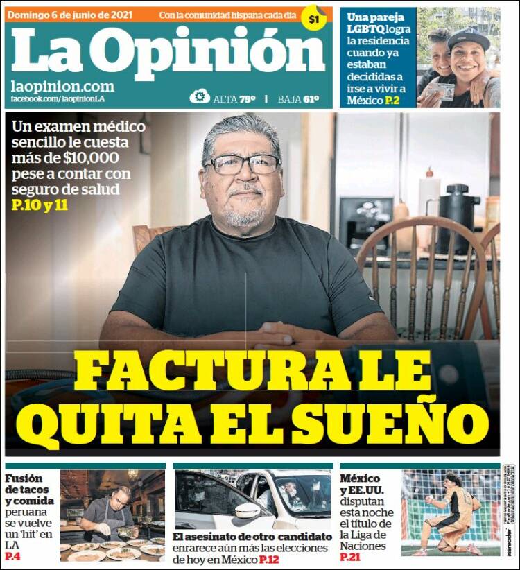 Portada de La Opinión (USA)