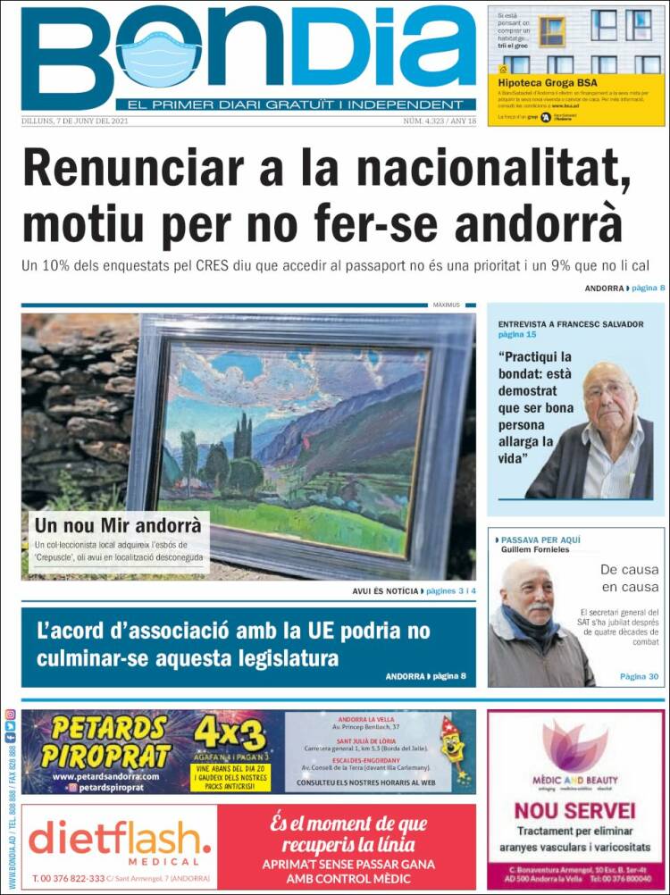 Portada de Diari Bondia (Andorra)