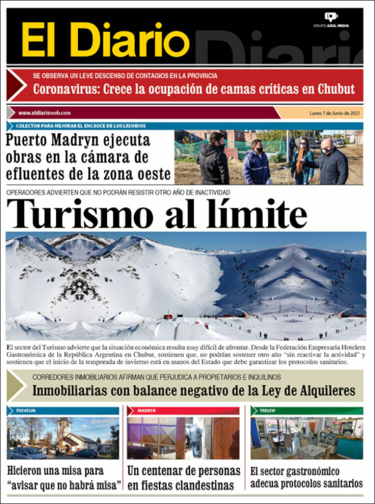 Portada de El Diario de Madryn (Argentina)