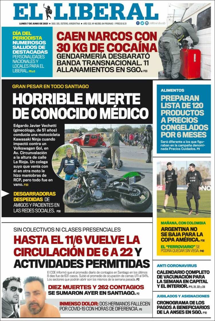 Portada de Diario El Liberal (Argentina)
