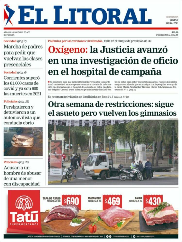 Portada de El Litoral Corrientes (Argentina)