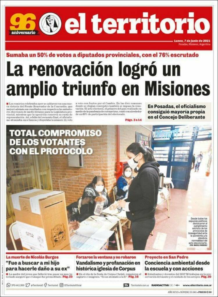 Portada de El Territorio (Argentina)