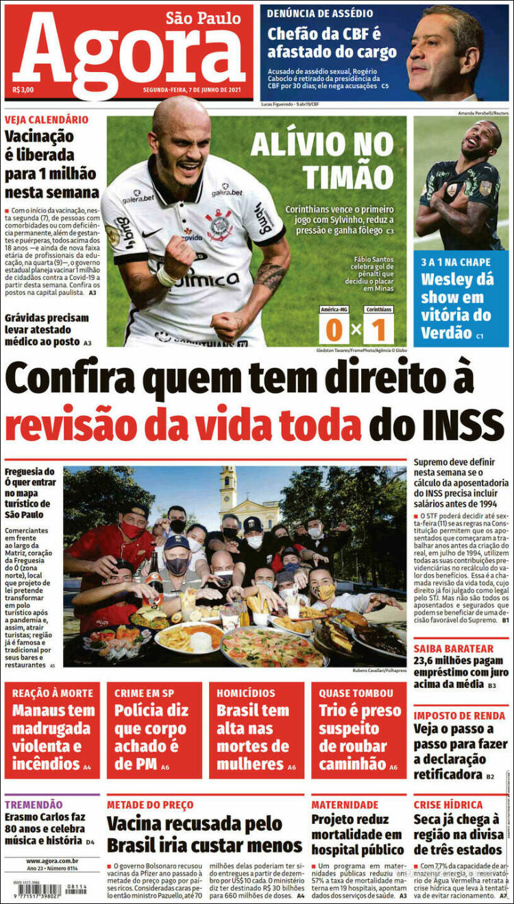 Portada de Agora São Paulo (Brasil)