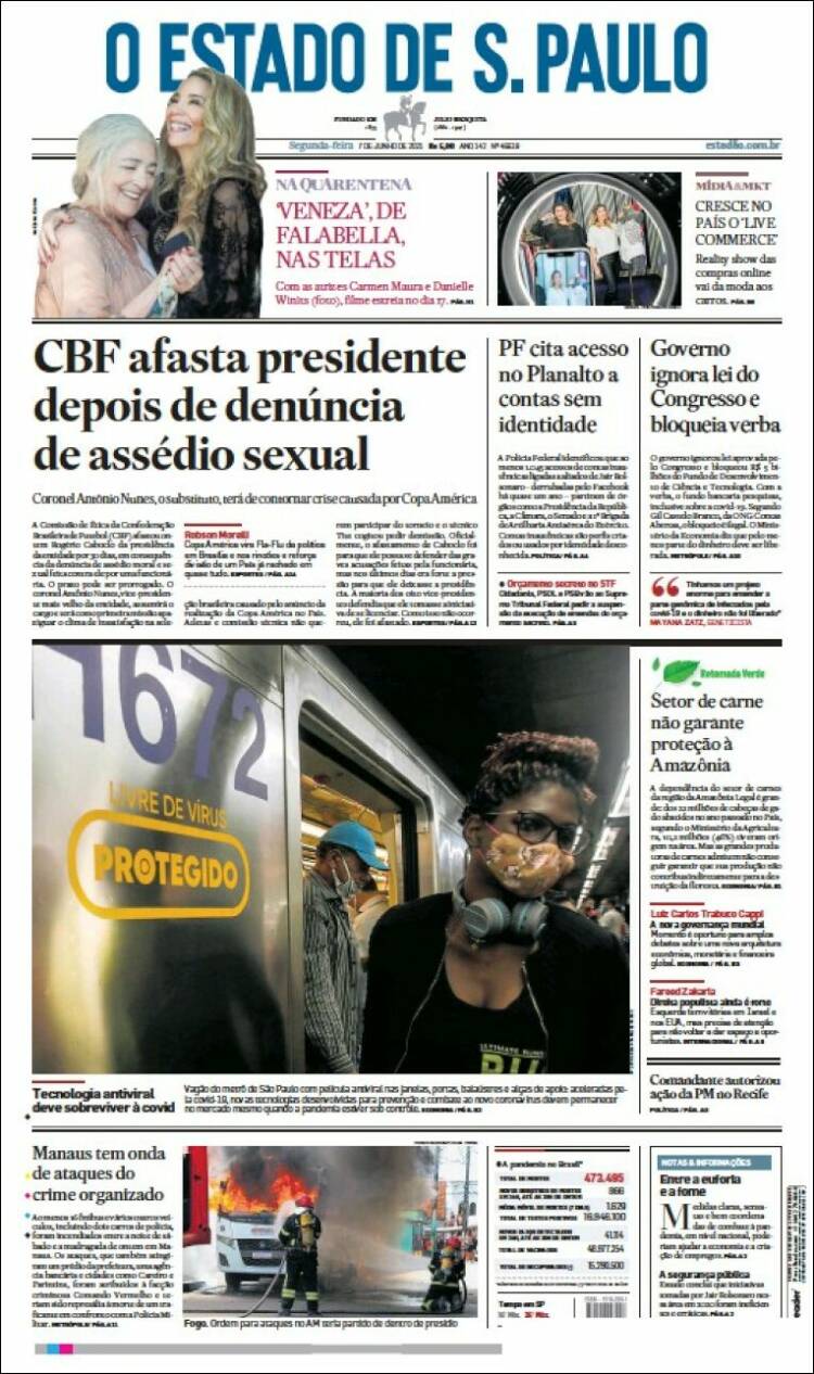 Portada de O Estado de São Paulo (Brasil)