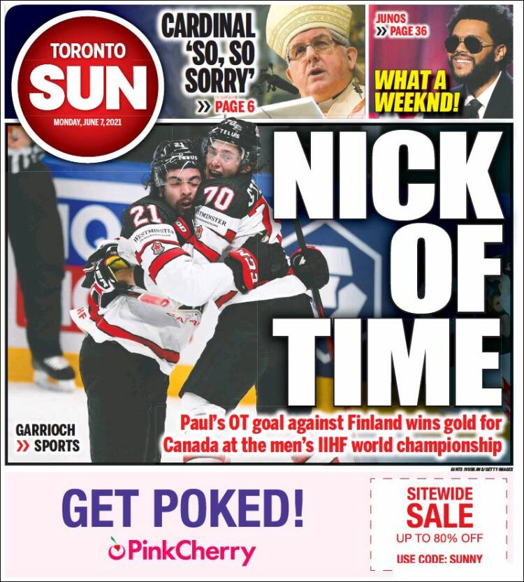 Portada de The Toronto Sun (Canada)