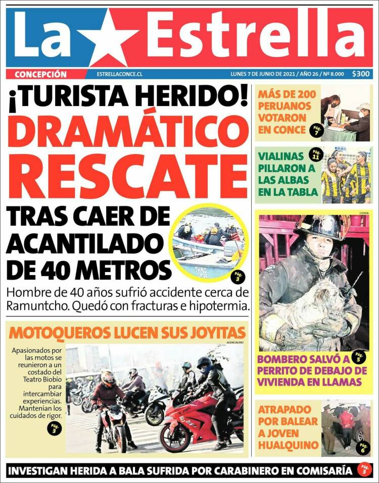 Portada de La Estrella de Concepción (Chile)