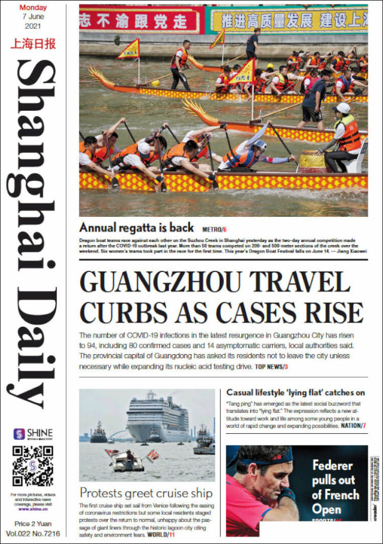 Portada de Shanghai Daily (China)