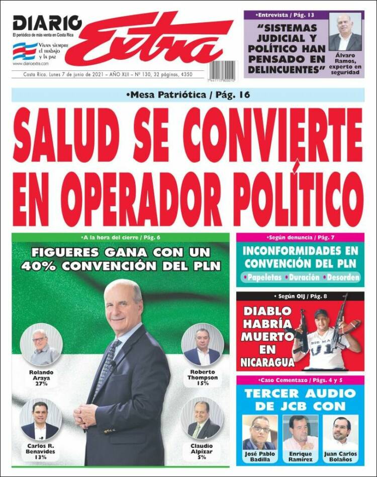 Portada de Diario Extra (Costa Rica)