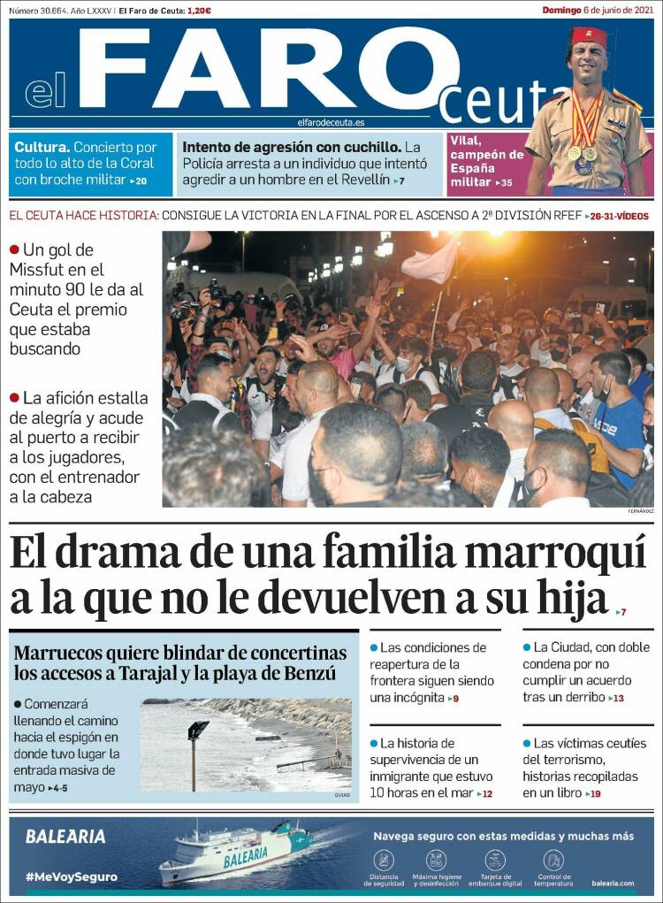 Portada de El Faro de Ceuta (España)