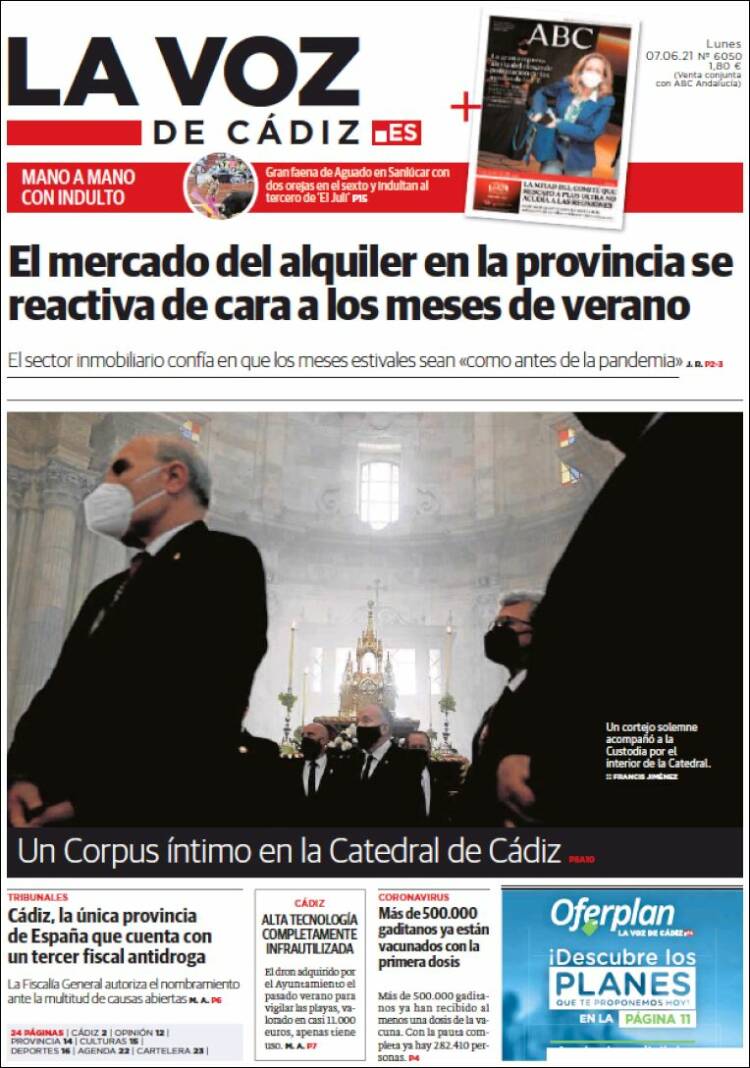 Portada de La Voz de Cádiz (España)