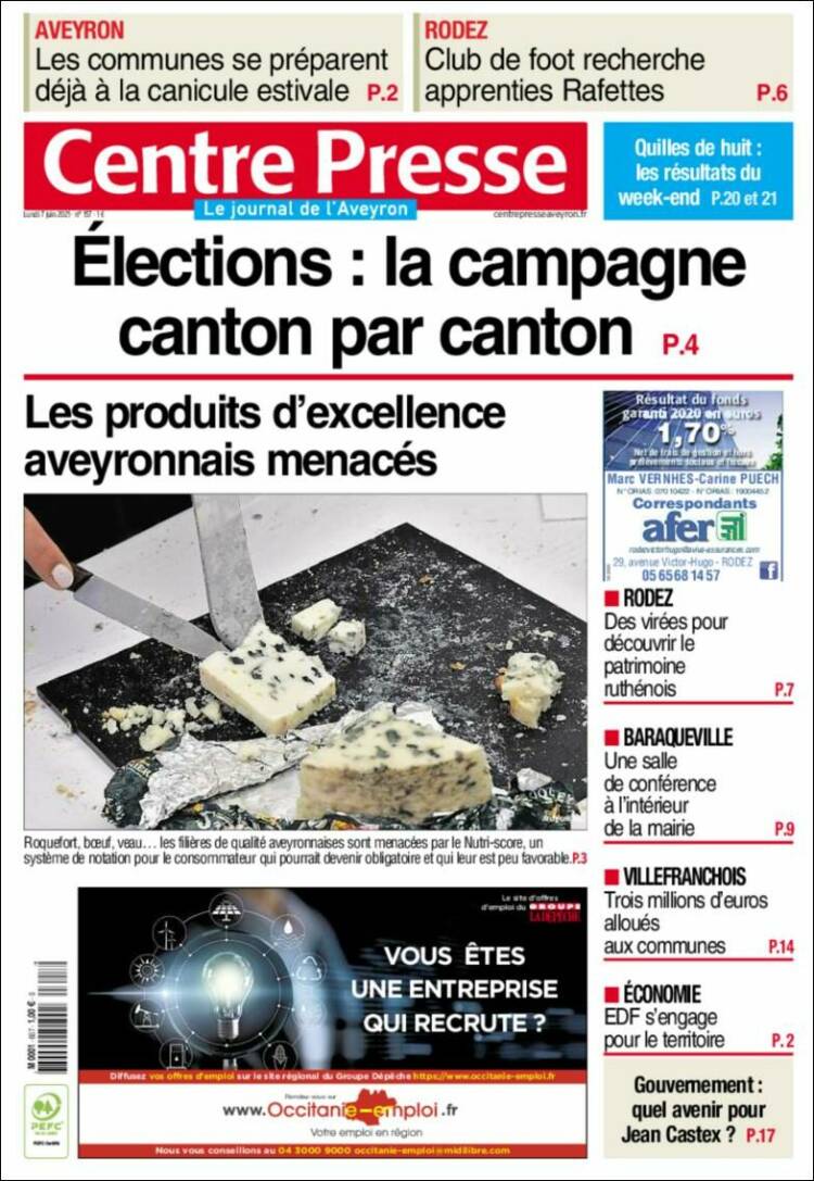 Portada de Centre Presse (France)