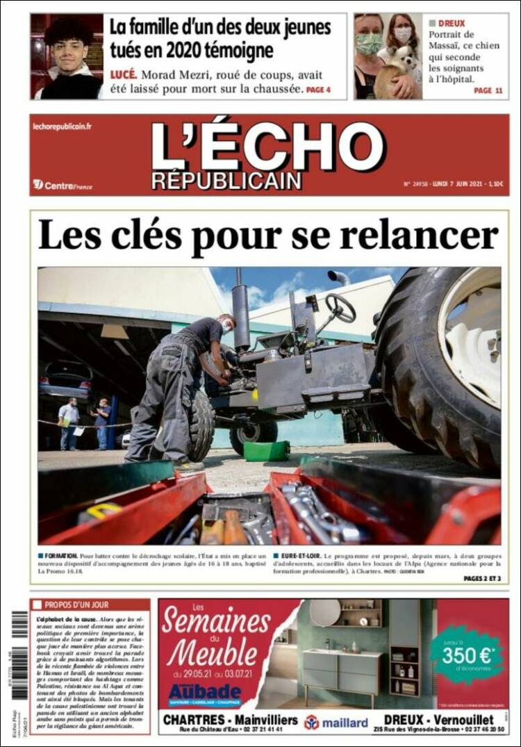 Portada de L'Echo Républicain (Francia)