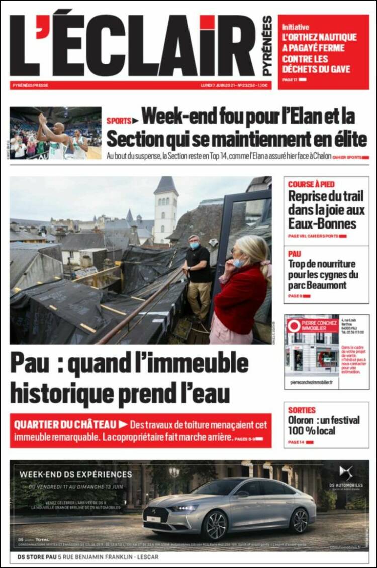 Portada de L'Eclair des Pyrénées (Francia)