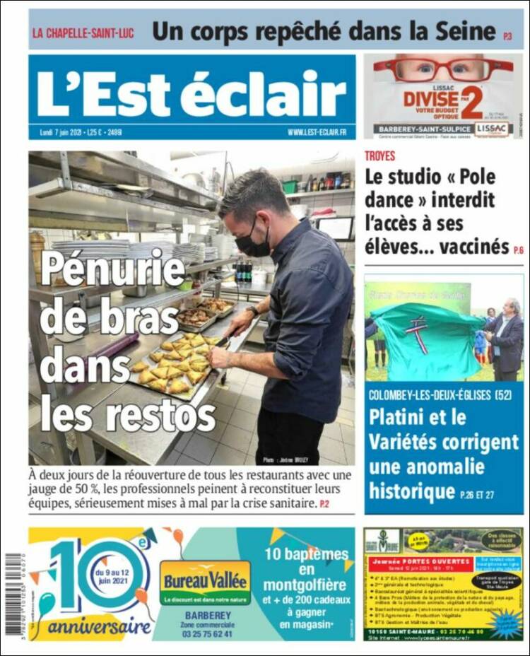 Portada de L'Est Eclair (Francia)