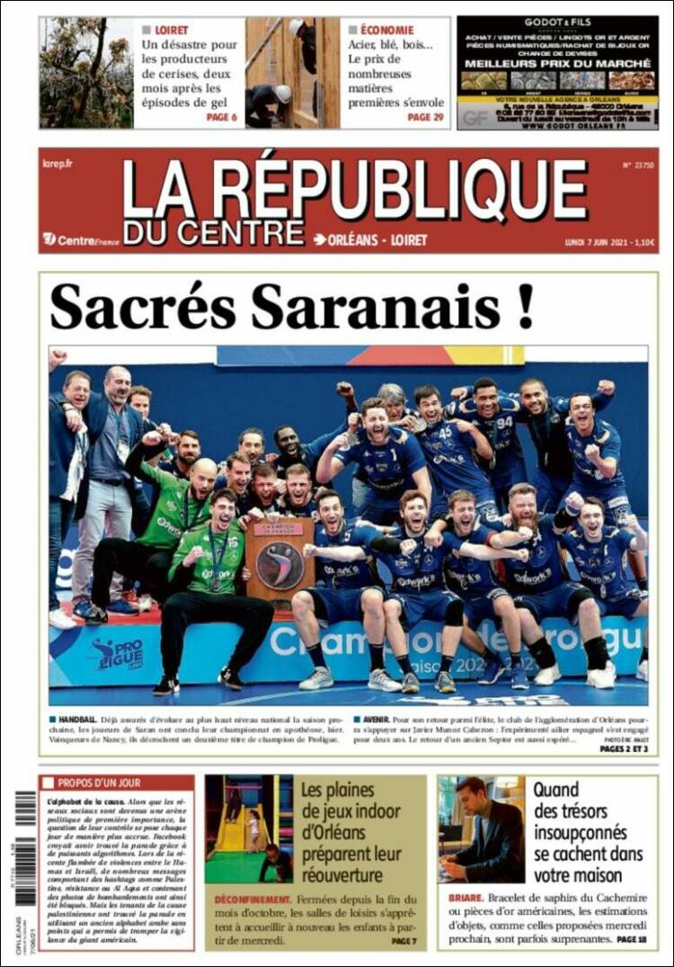 Portada de La République du Centre (Francia)