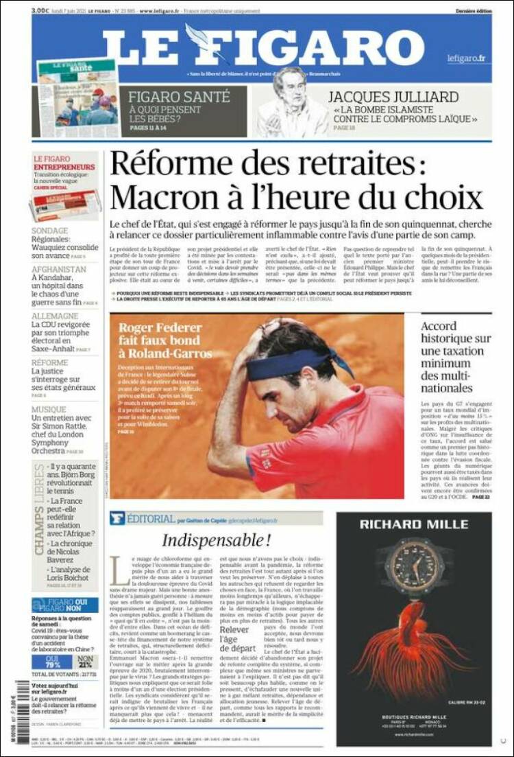 Portada de Le Figaro (Francia)