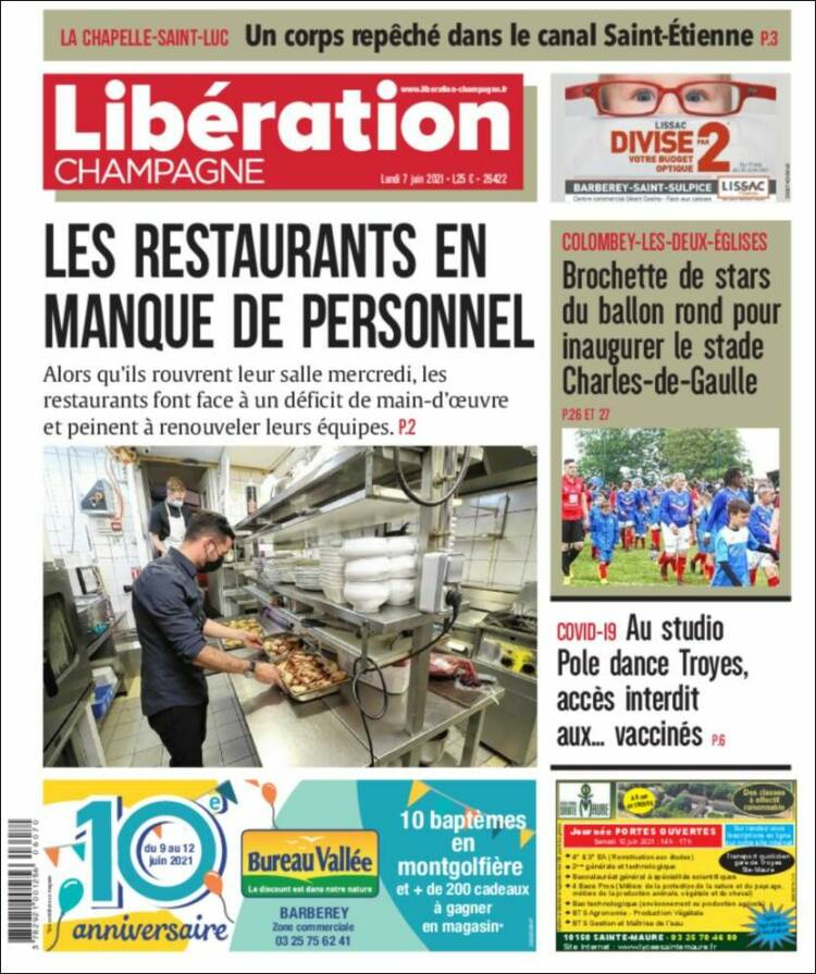 Portada de Libération Champagne (Francia)