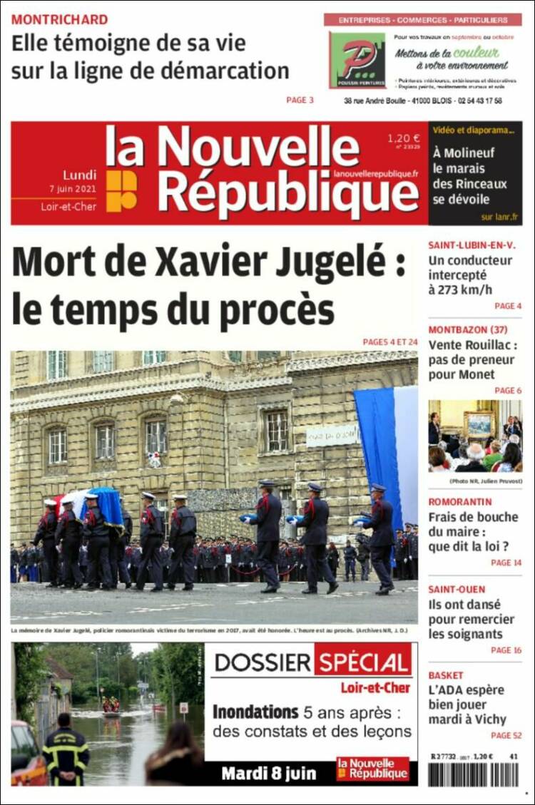 Portada de La Nouvelle Republique (Francia)