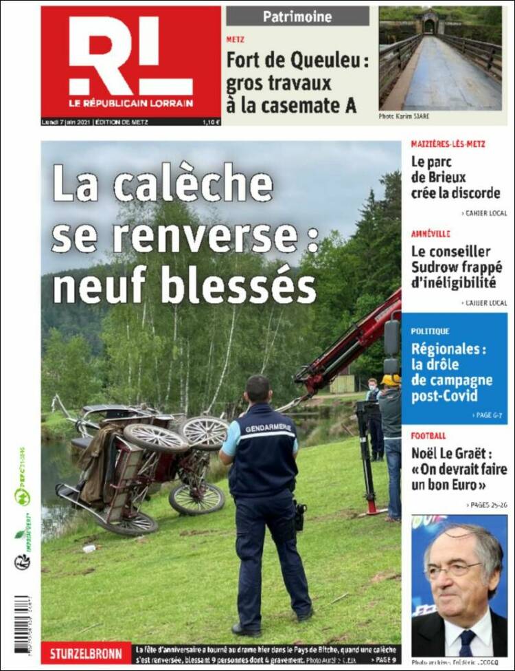 Portada de Le Republicain Lorrain (Francia)