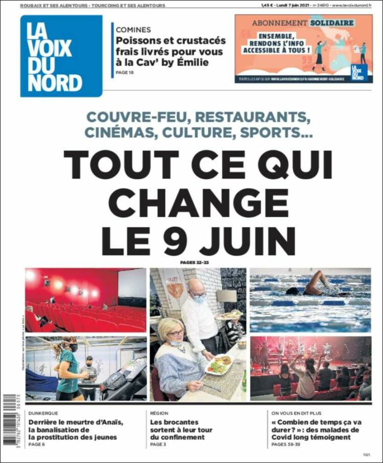 Portada de La Voix du Nord (France)