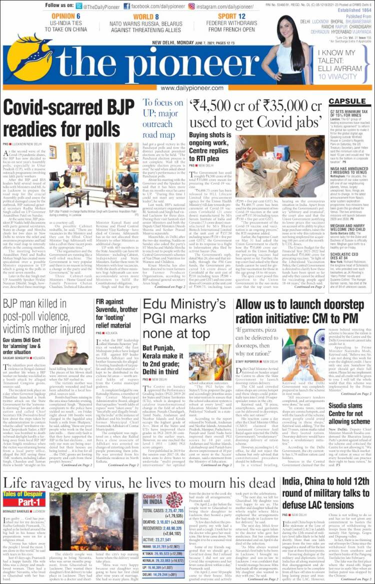 Portada de The Pioneer (India)