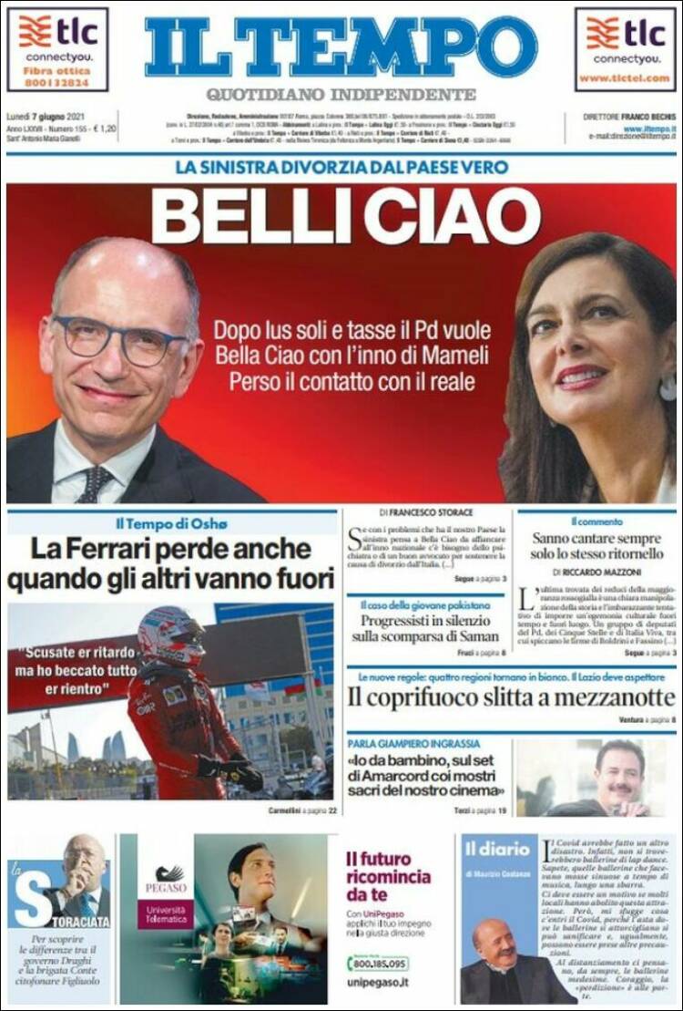 Portada de Il Tempo (Italia)