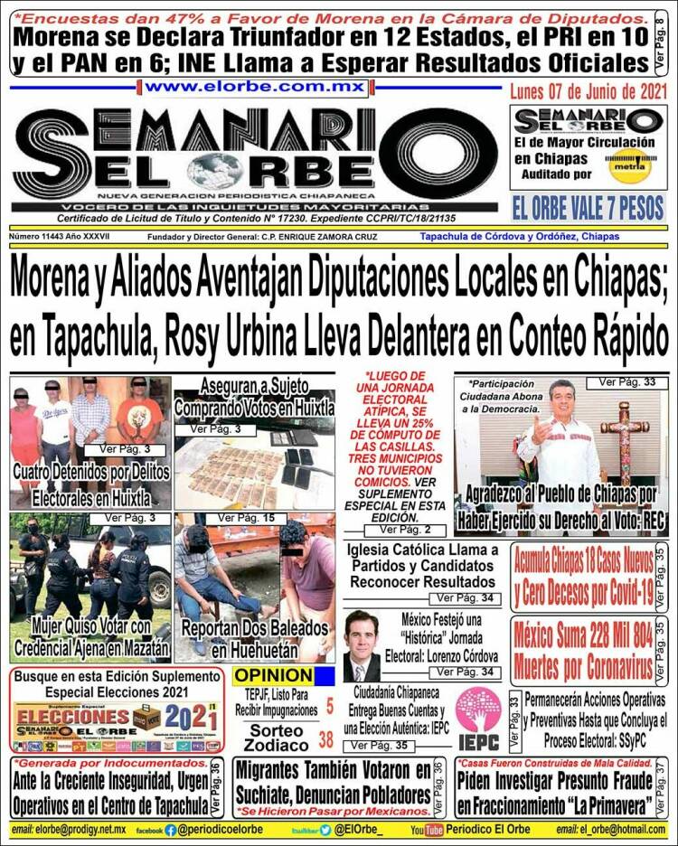 Portada de El Orbe (M&eacute;xico)