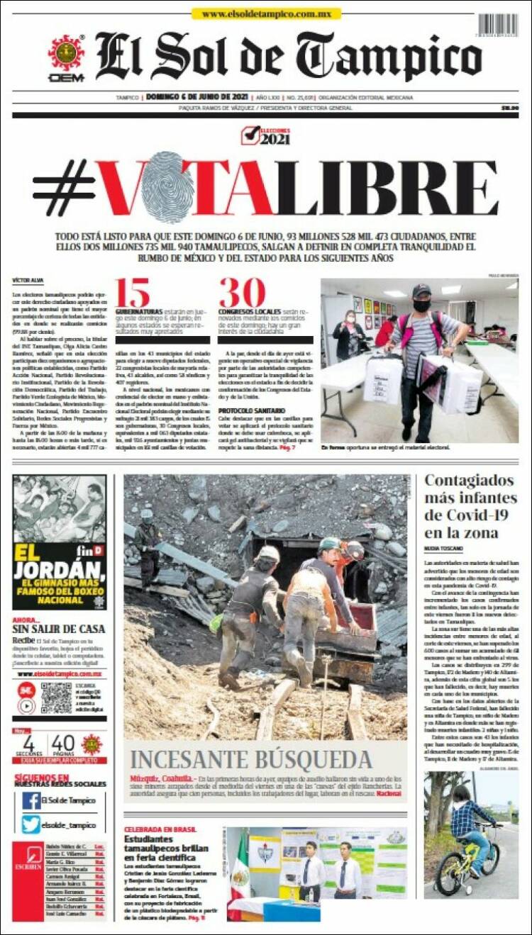 Portada de El Sol de Tampico (M&eacute;xico)