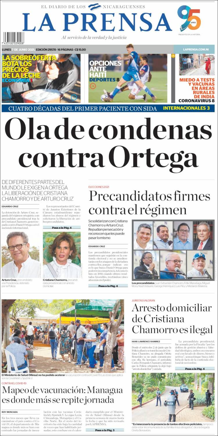Portada de La Prensa (Nicaragua)